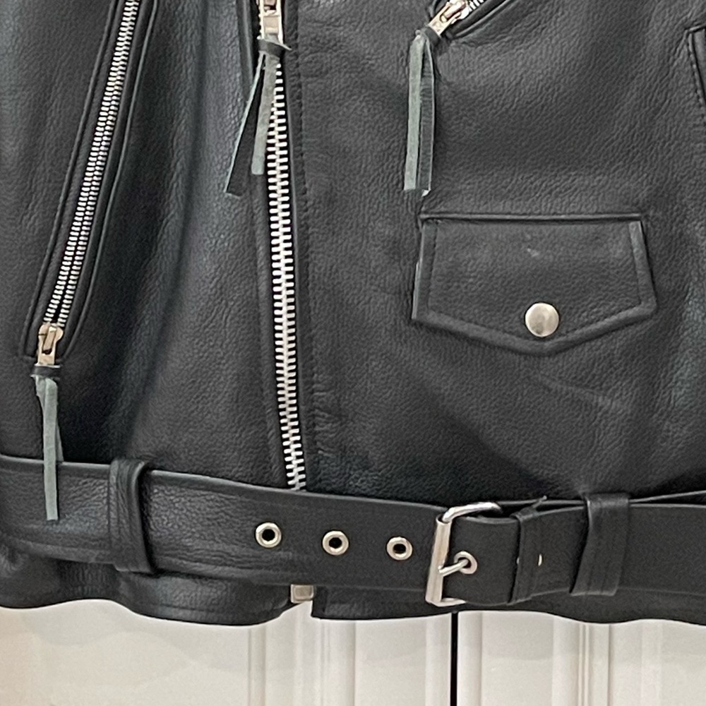 CUSTOM BILT BLACK LEATHER MOTORCYCLE MOTORS BIKER JACKET - SIZE SMALL - Picture 5 of 17